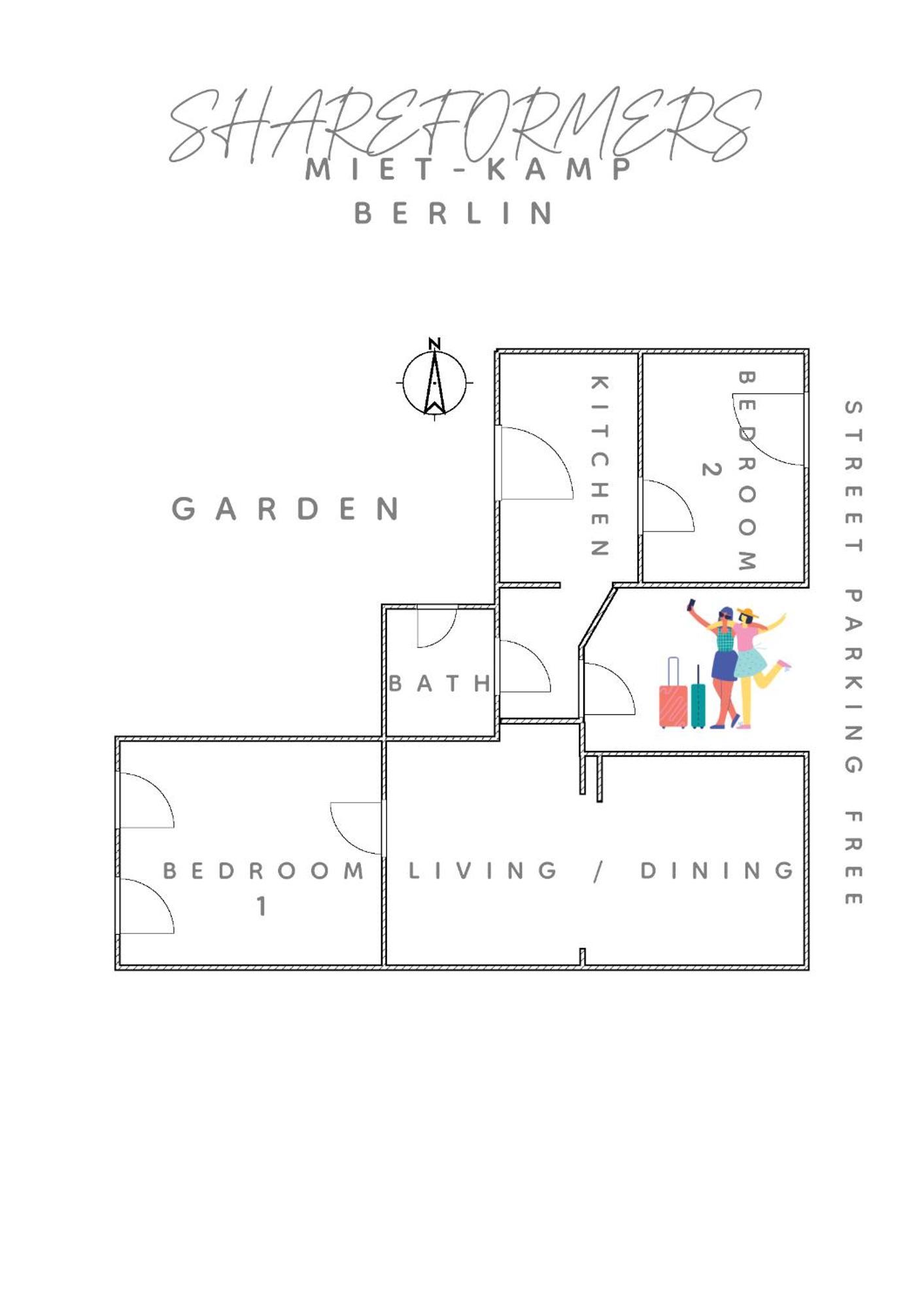Miet-Kamp Ruhig, Zentral, Nahe Messe, Ausgefallenes Design 2 Schlafzimmer 베를린 외부 사진